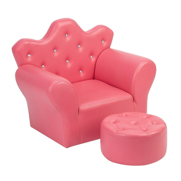 Kids Sofa PVC Princess Mini Sofa Bright Rose Red with